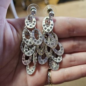 Vintage pendant shiny earrings with small zirconias